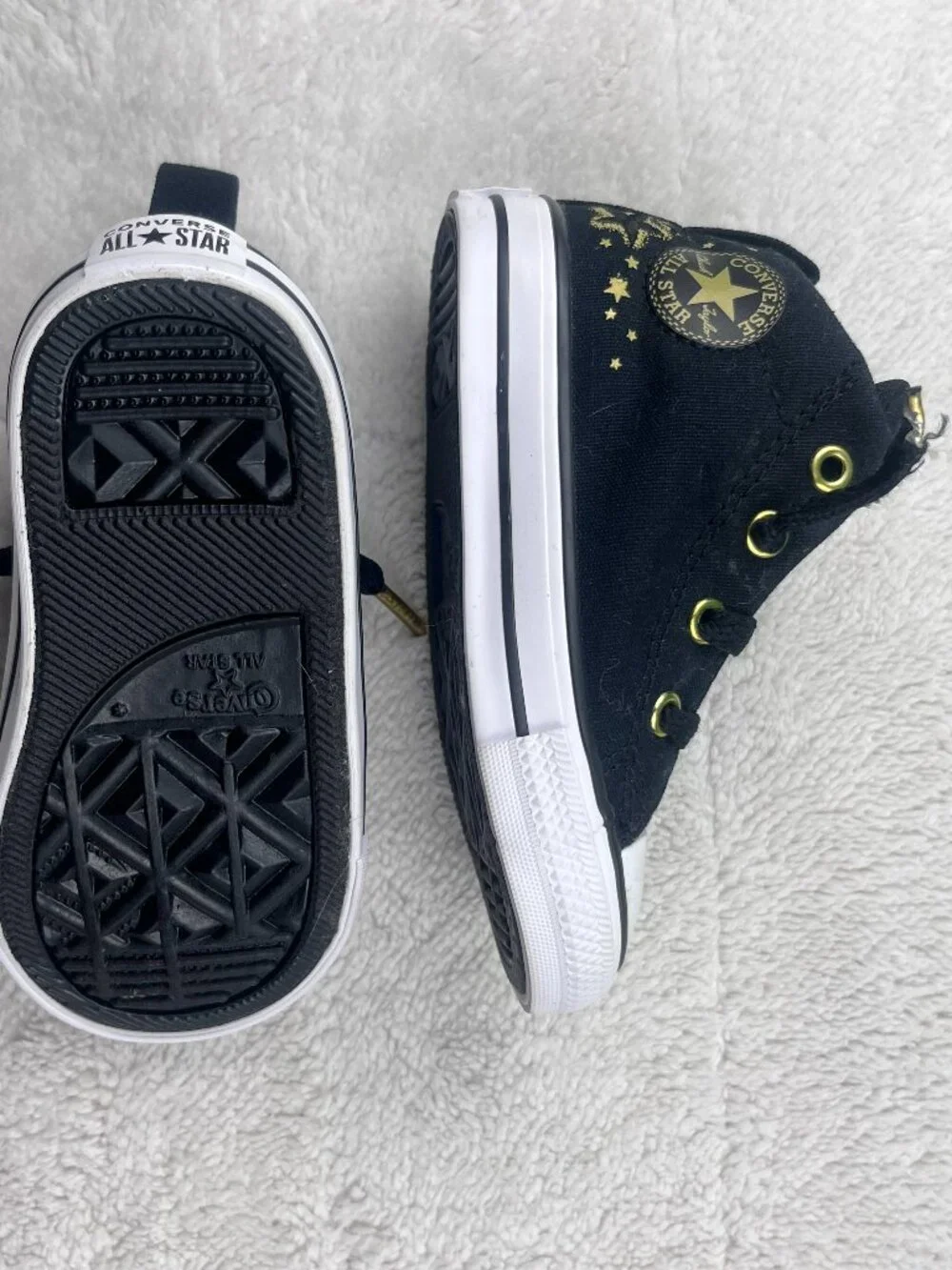Converse Chuck Taylor All Star Street High Top Sneakers Baby Size 6 Black Gold